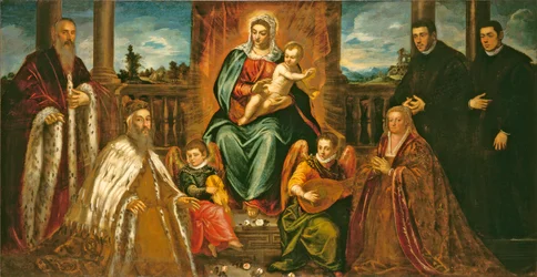 Doge Alvise Mocenigo a rodina před Madonou a dítětem, kolem roku 1573